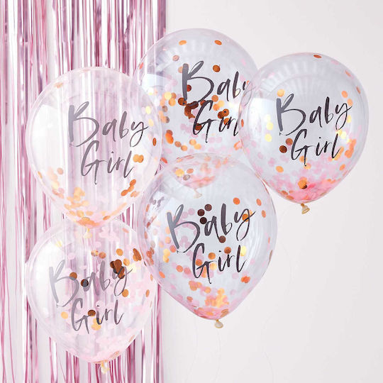 Set of 5 Balloons Latex Pink 30cm