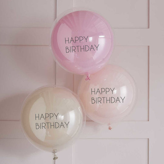 Set of 3 Balloons Latex Pink Pastel 45cm