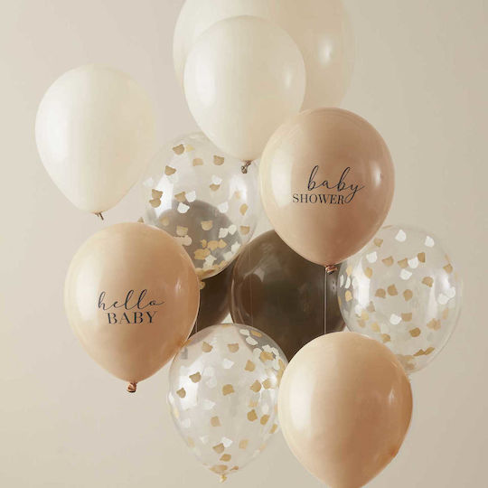Σετ 11 Μπαλόνια Baby Shower Ουράνιο Τόξο Latex Μαύρα Hello 45εκ.
