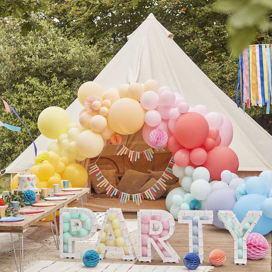 Composition with 200 Balloons Latex Blue Stars Bright Colorful 45.7cm