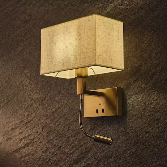 Modern Lumină de Perete cu Soclu E27 cu Port USB Bronz