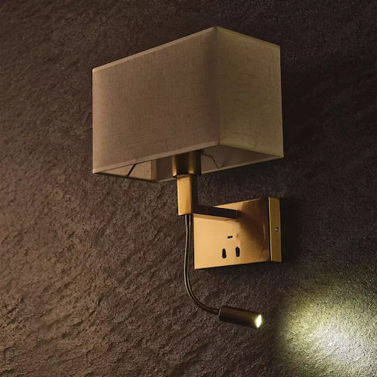 Modern Lumină de Perete cu Soclu E27 cu Port USB Bronz