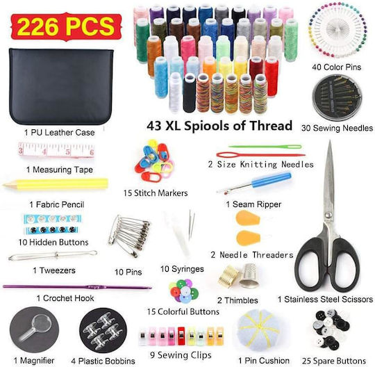 Premium Sewing Set 226 Pieces Thread Spools Carrying Bag Scissors Thread Needles Accessories Onuvio