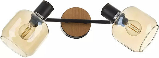 Dublu Spot cu Soclu E14 în Culoare Negru