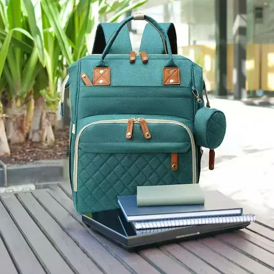Wickeltasche-Bett Rucksack Türkis 42x30x18cm.