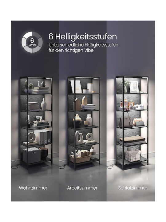 Bookcase with LED Ebony Black 60x30.3x178cm