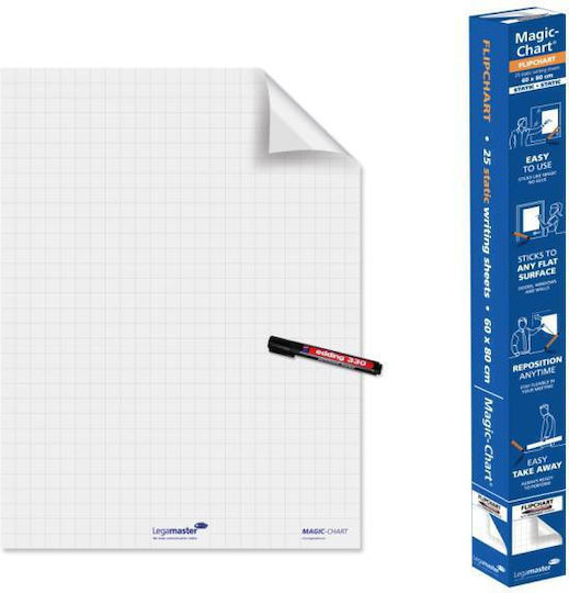 Legamaster Magic Chart Elektrostatik-Gitter-Rollenpapier 25 Blatt 80x60cm