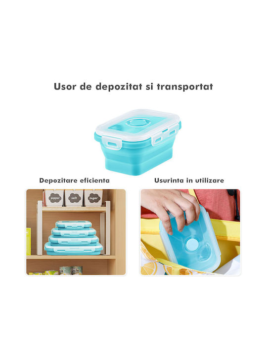 Microwave Silicone Lunch Box Turquoise 4pcs