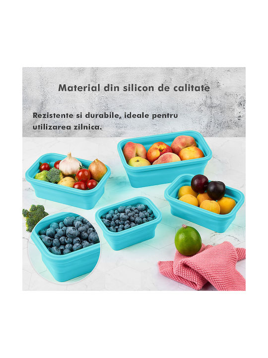 Microwave Silicone Lunch Box Turquoise 4pcs