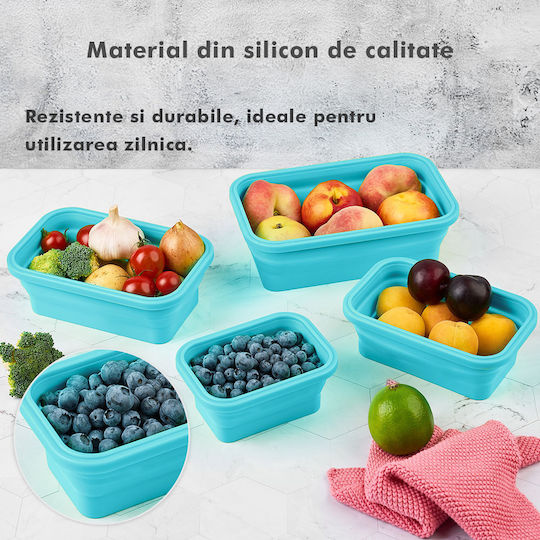Lunchbox Silikon Turquoise Geeignet für die Mikrowelle 4Stück