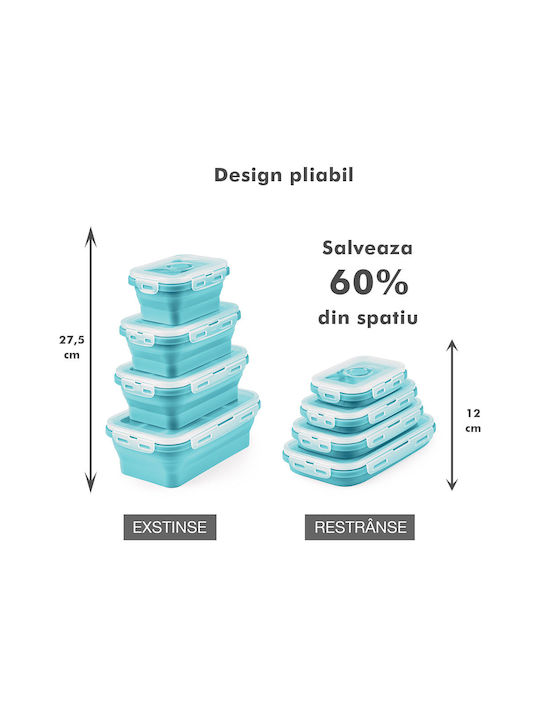 Microwave Silicone Lunch Box Turquoise 4pcs