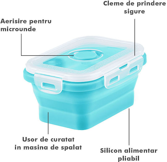 Lunchbox Silikon Turquoise Geeignet für die Mikrowelle 4Stück