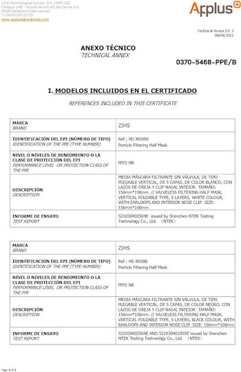 Mască de protecție Țesătură FFP2 Alb 80buc