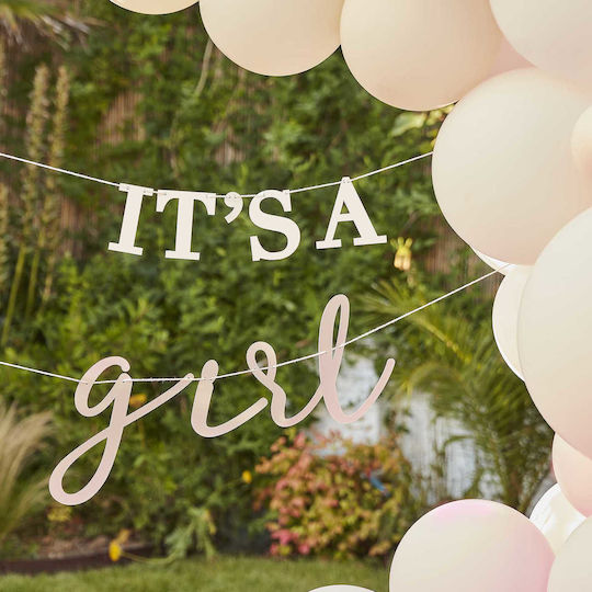 Διακοσμητική Χάρτινη Γιρλάντα Πάρτι "it's A Girl" 1.5m Gingerray