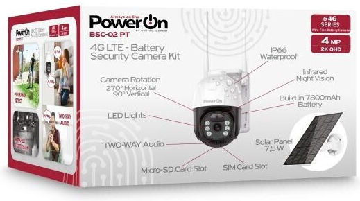 Power On BSC-02 IP Surveillance Camera 4G Full HD+ 4MP Waterproof Battery Powered with Two-Way Communication and Lens 4mm