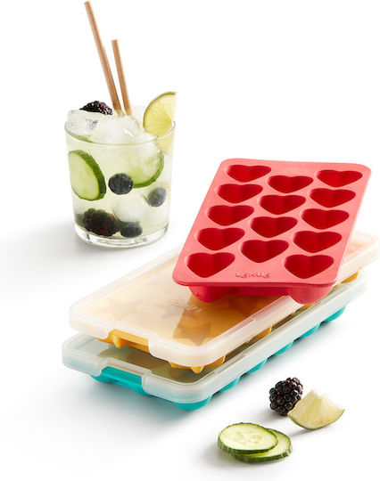 Lekue Ice Cube Tray Plastic 14 Slots with Lid Red