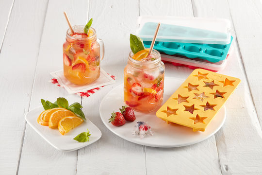 Lekue Ice Tray Plastic 11 Slots with Lid Yellow