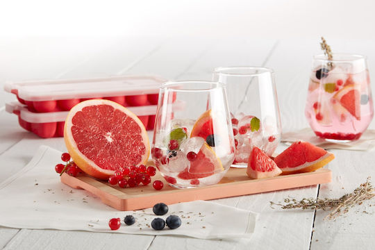 Lekue Ice Cube Tray Plastic 14 Slots with Lid Red