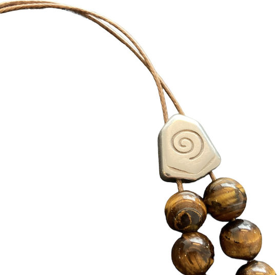 Eye Of The Tiger Worry Beads with Tassel Brown 34cm