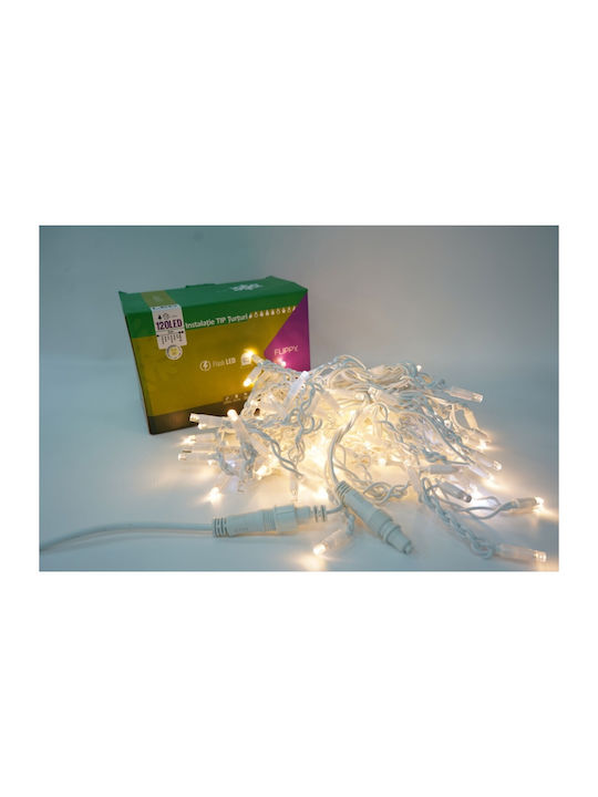 Instalare de Crăciun 50 M Luminite LED Franjuri Alb Cald Flash Alimentare Conectabilă Albă de Cauciuc Cablu 220v Flippy