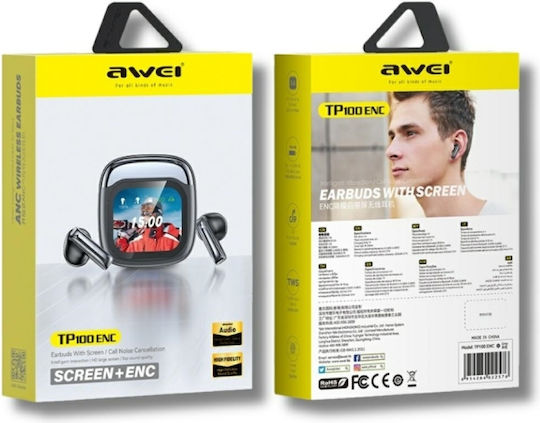 Awei TP100ENC Ohrstöpsel Bluetooth-Freisprecheinrichtung Kopfhörer mit Ladeetui Schwarz