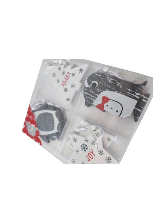 Set Weihnachtsbaumschmuck Holz Grau 9x9cm 8 Stück