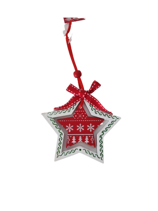 Wooden Heart Christmas Tree Ornament Red 11.5x11cm