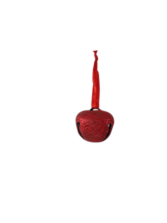 Decorative Hanging Bell Ornament Metallic Red 3x3cm Set 6pcs