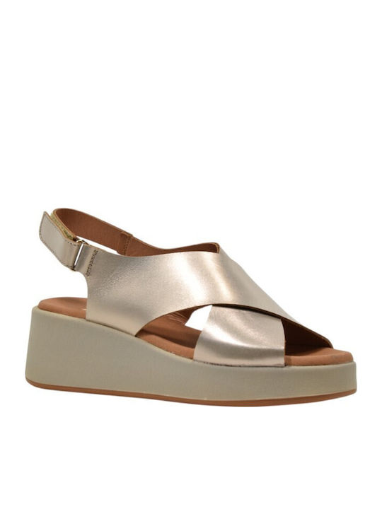 Women's Leather Platform Shoes Beige