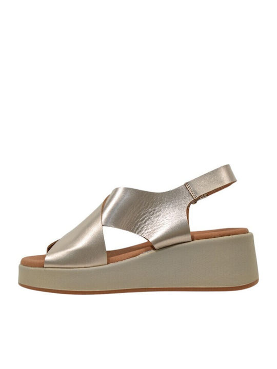 Women's Leather Platform Shoes Beige