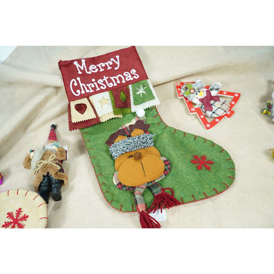 Geschenk Socke Flippy Rentier Muster Grüne Größe 20x40 Cm Textil Indoor