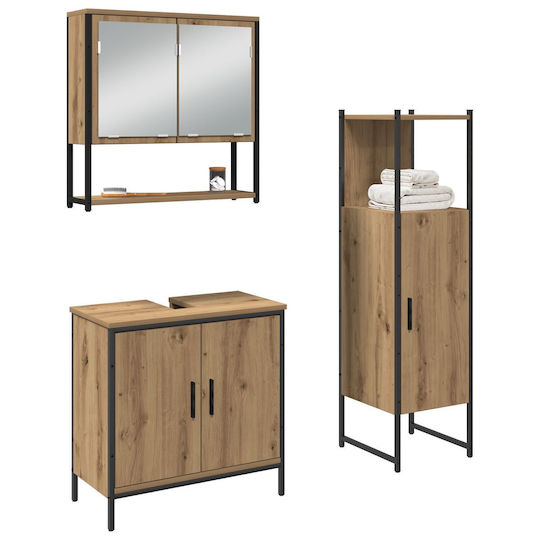 vidaXL Countertop Countertop without Sink, with Mirror & Column Weathered Oak