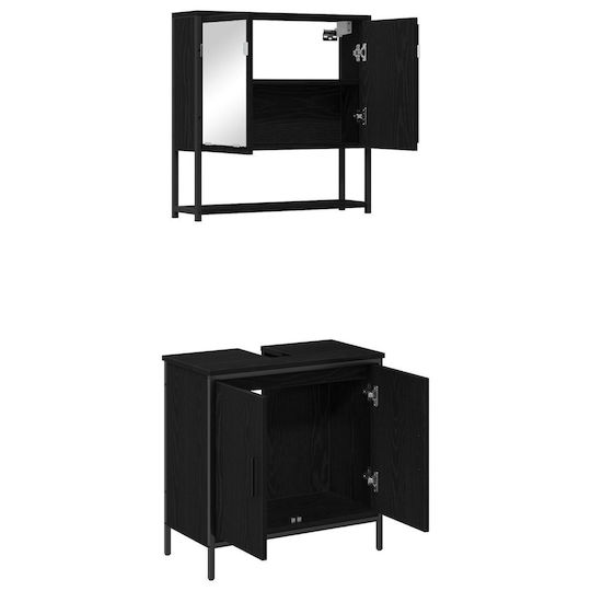 vidaXL Waschtisch Waschtisch ohne Waschbecken, mit Spiegel & Säule Black Oak