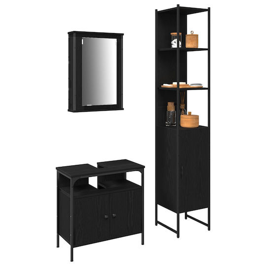 vidaXL Countertop Countertop without Sink, with Mirror & Column Black Oak