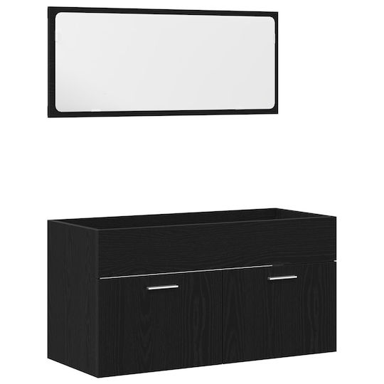 vidaXL Waschtisch Waschtisch ohne Waschbecken, mit Spiegel & Säule Black Oak