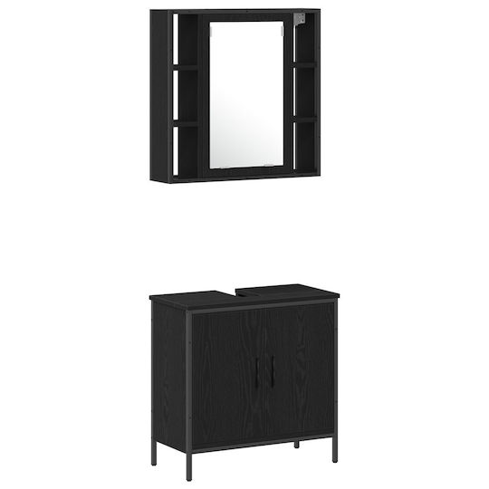 vidaXL Blat Blat fără Lavoar, cu Oglindă & Coloană Black Oak