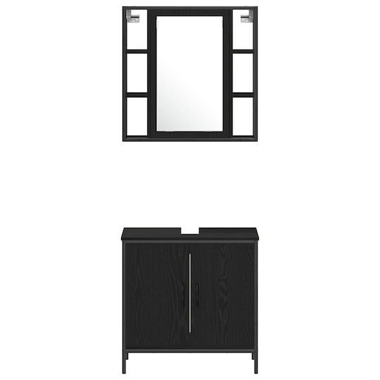 vidaXL Blat Blat fără Lavoar, cu Oglindă & Coloană Black Oak