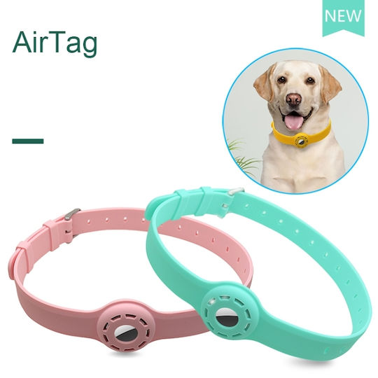 Protective Pet Collar Case Silicone for AirTag in Green color