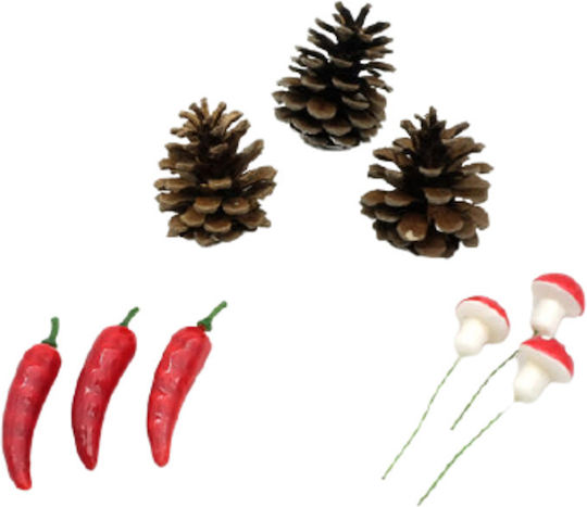Set de conuri decorative de pin pentru Vasilopita, 9 bucăți, 3x3 Set de conuri decorative de pin pentru Vasilopita, 9 bucăți, 3x3