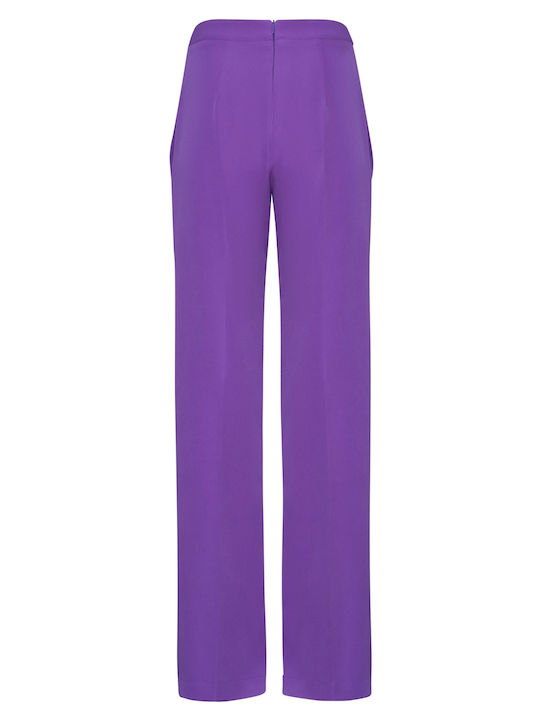 Damen Hoch tailliert Stoff Hose Lila