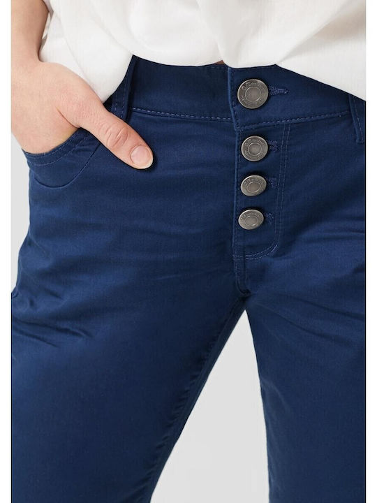 Damen Stoff Capri Hose Dark Blue