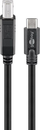 Microconnect USB 2.0 Cable USB-C male - USB-B PD Μαύρο 1m USB3.1C2B1