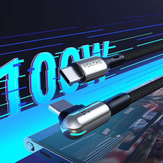 Voltme Braided USB 2.0 Cable USB-C male - USB-C 100W PD Μαύρο 2m C2072