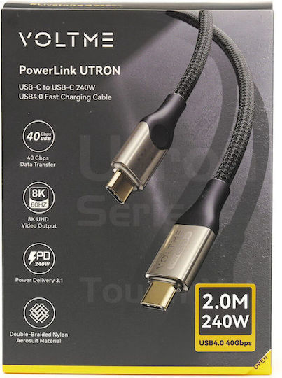 Voltme Braided USB 2.0 Cable USB-C male - USB-C 240W PD Μαύρο 2m C2200