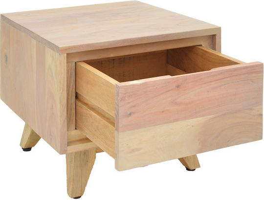Κομοδίνο Emira από Μασίφ Ξύλο Μπεζ 40x40x35cm