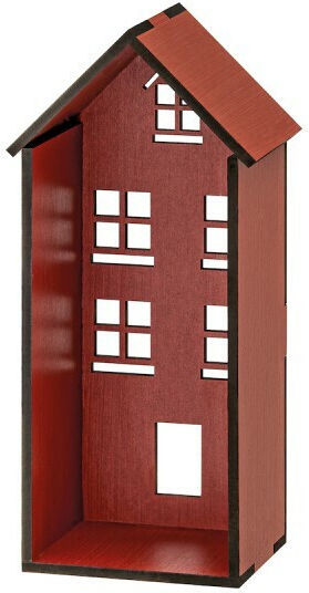 Casă decorativă din lemn roșie 12x10x31cm M10545b-3