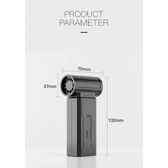 Ventilator portabil tip piramidă cu indicator de baterie, turbo, 130000 rpm, baterie 2500 mAh