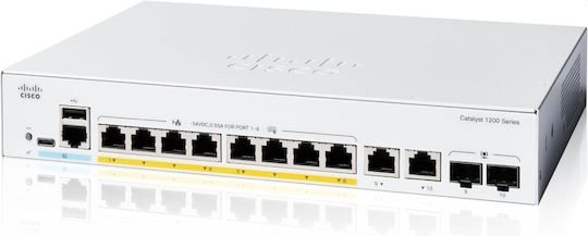 Cisco Catalyst C1200-8FP-2G Managed L2 Switch with 10 Gigabit (1Gbps) Ethernet Ports and 2 SFP Ports