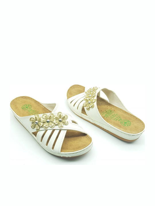 Women's Flat Sandals in White Color