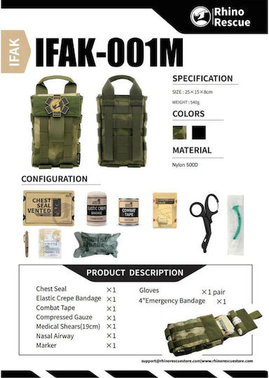 Rhino Rescue Car First Aid Kit Bag with Components Suitable for First Aid QF-001